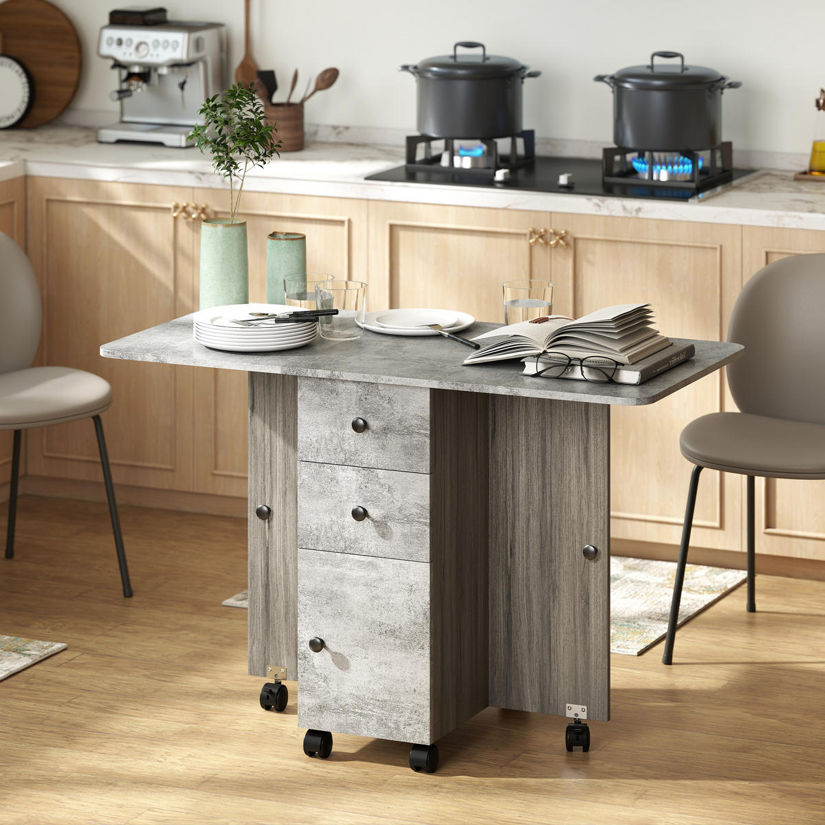 ESSTISCH Grau 1 Stück - Grau, Kunststoff (120/60/76.5cm) - GiPP