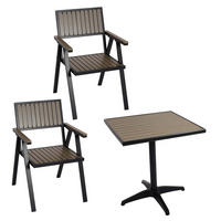 GARTENSTUHL+GARTENTISCH Schwarz, Grau - Schwarz/Grau, Kunststoff - MCW