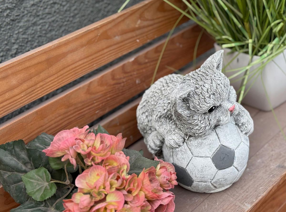 STEINFIGUR Kater Katze Poldi frostfest massiv - Grau, Stein (14/17/21cm) - stoneandstyle