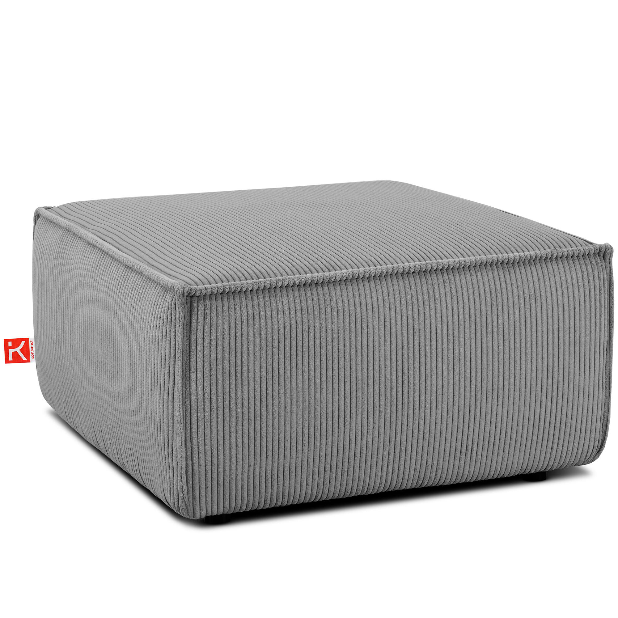 SITZPOUF NAPI gefederte Sitzfläche, hellgrau - Hellgrau/Schwarz, Textil (83/45/83cm) - KONSIMO®