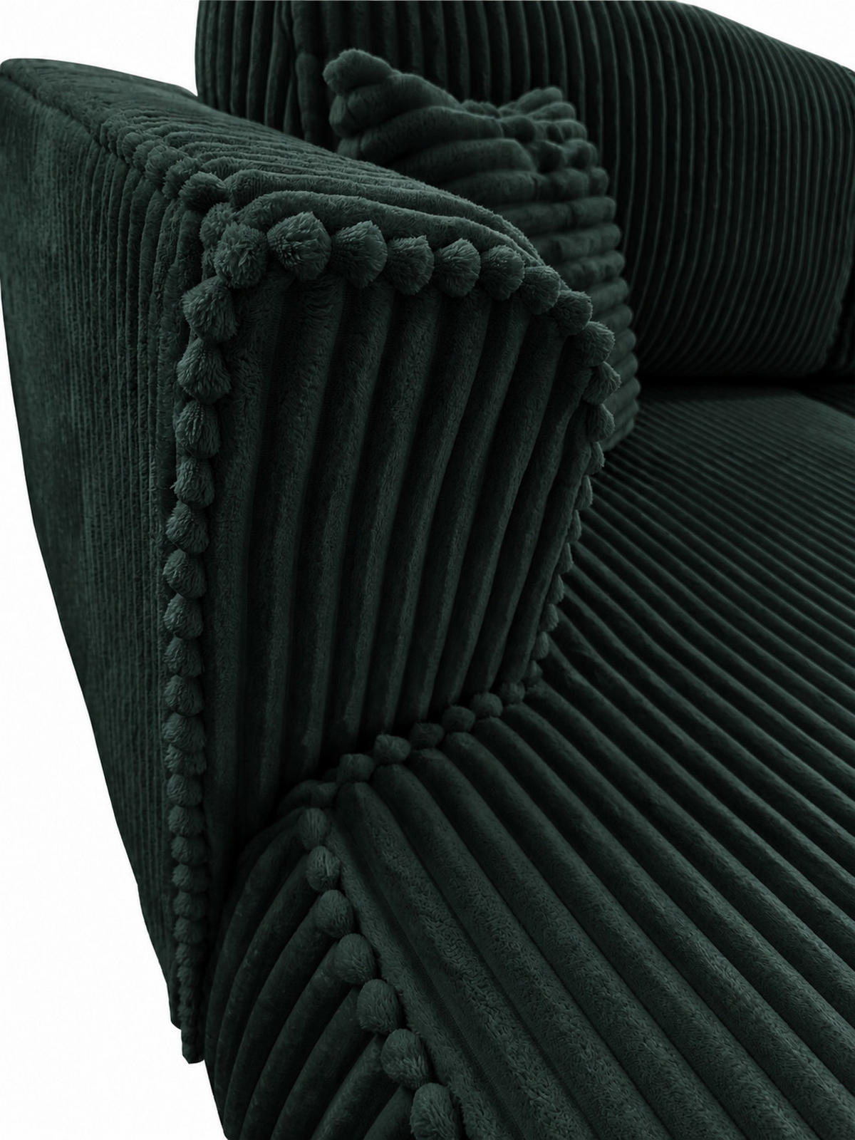 BIGSOFA COZI, Dunkelgrün mit Cordbezug - Dunkelgrün, Kunststoff/Textil (240/87/180cm) - KS Home Concept
