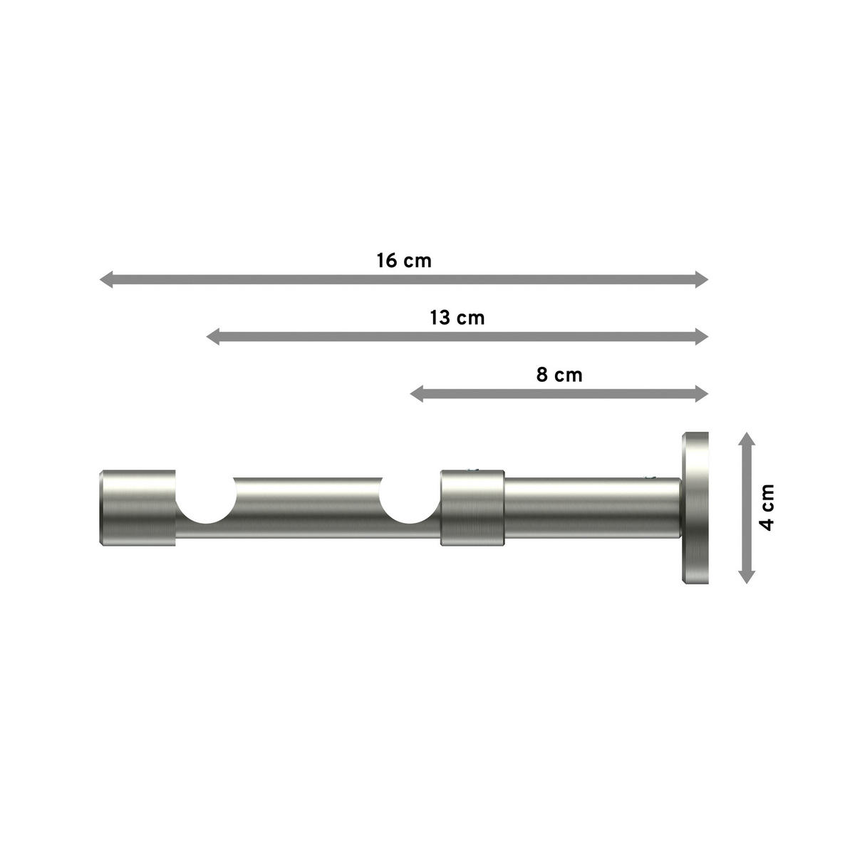 TRÄGER FÜR GARDINENSTANGEN 16 mm Ø, Sinux 2-läufig, Edelstahl-Optik - Edelstahlfarben, Metall (15.8/4/4cm) - INTERDECO