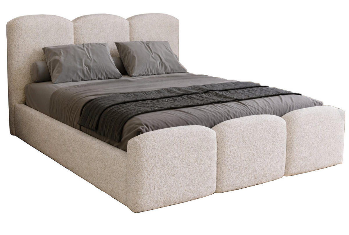 POLSTERBETT mit Bettkasten 180x200 Capri, Boucle, Creme - Creme, Holz/Textil (180/200cm) - Emporius