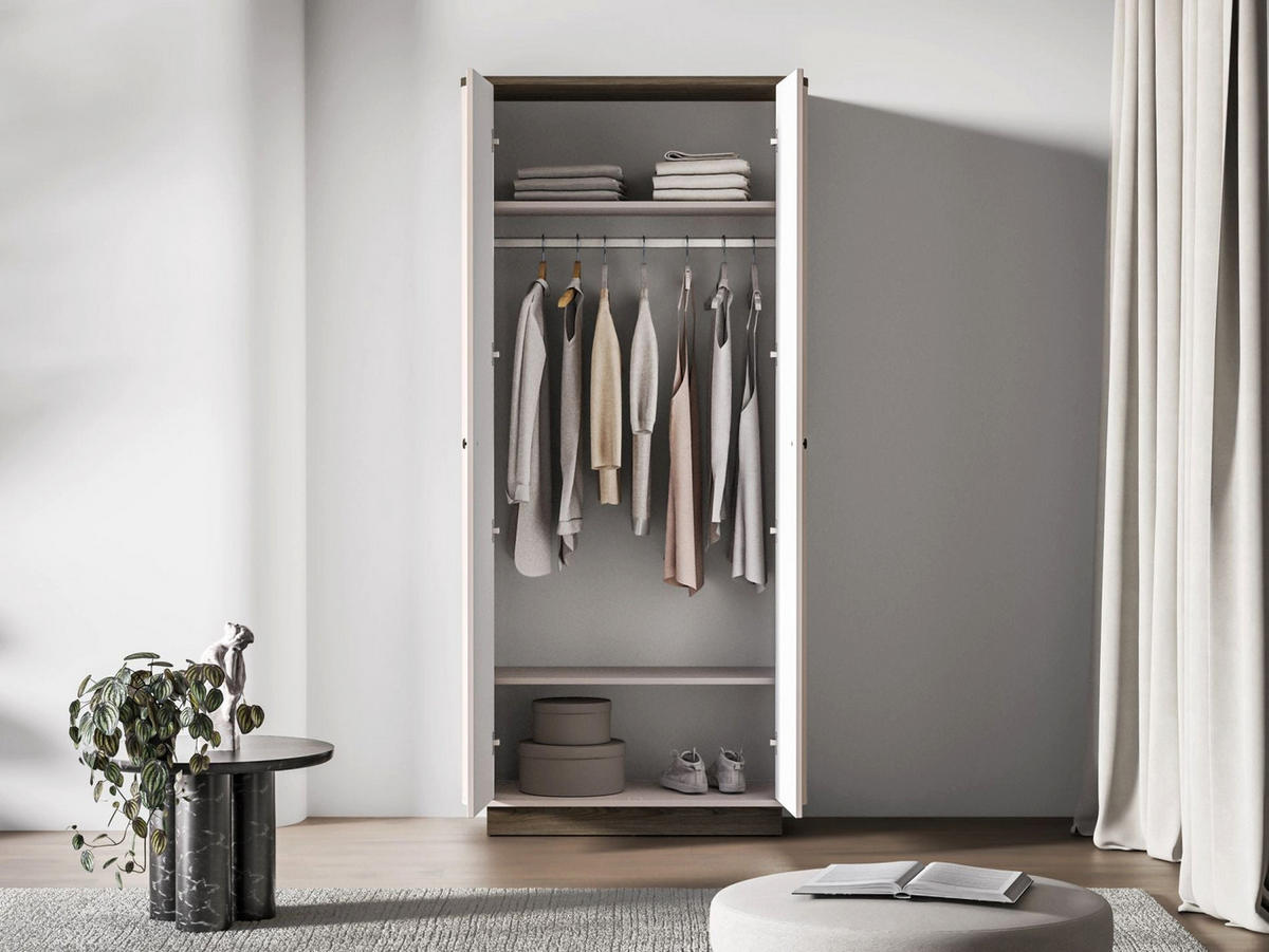 KLEIDERSCHRANK Vilavio Kaschmir/Eicheoptik, 92 cm - Taupe/Dunkelbraun, Holzwerkstoff/Metall (91.6/191.5/53cm) - Selsey