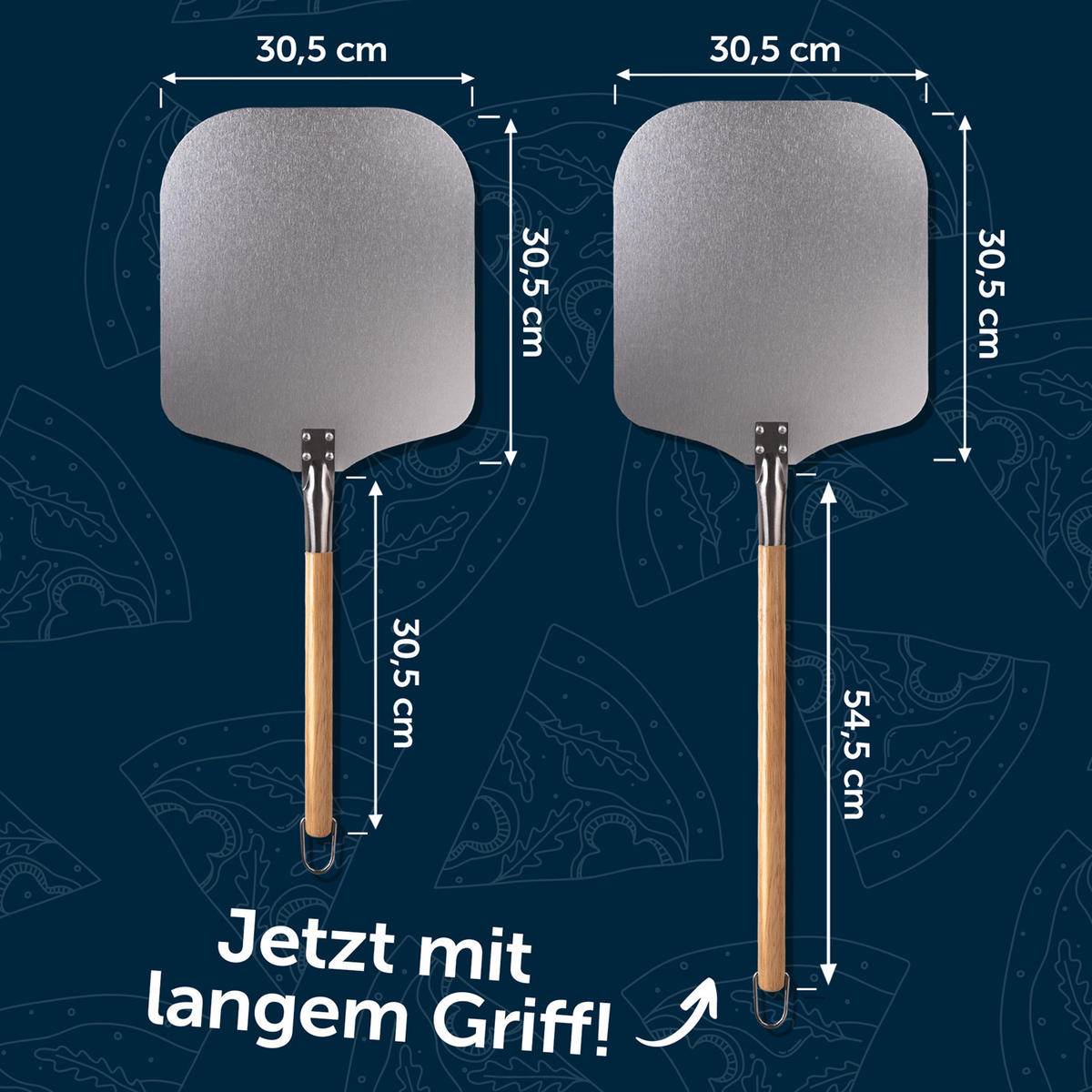 PIZZASCHIEBER Soeren 85 cm, lang - Edelstahlfarben, Holz/Metall (30.5/1/30.5cm) - Blumtal