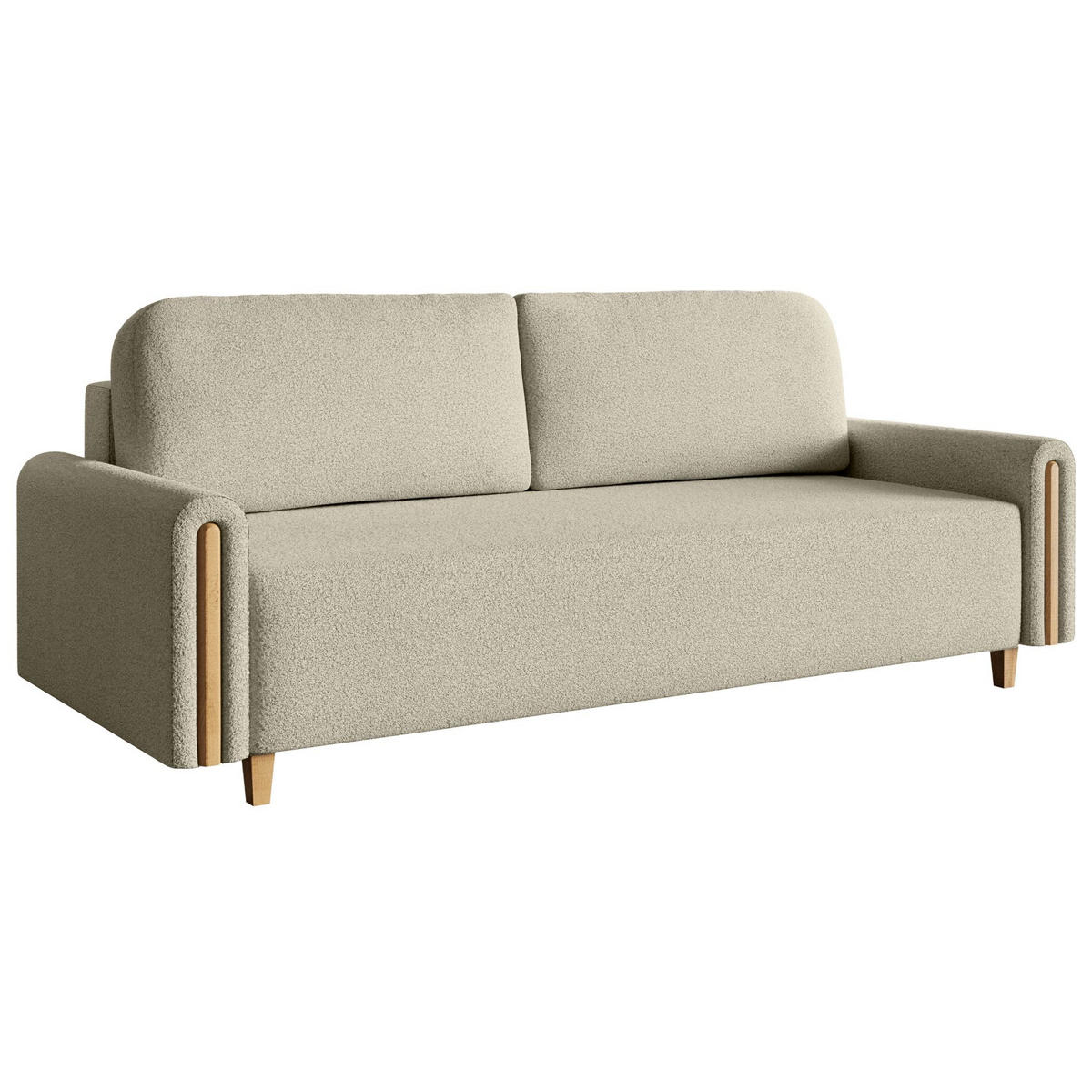 3-SITZER SCHLAFSOFA Majla Hellbeige - Ecru/Eichefarben, Holz/Textil (236/93/97cm) - Selsey