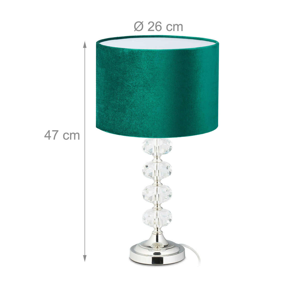 TISCHLAMPE - Multicolor, Glas/Textil (26/26/47cm) - Relaxdays