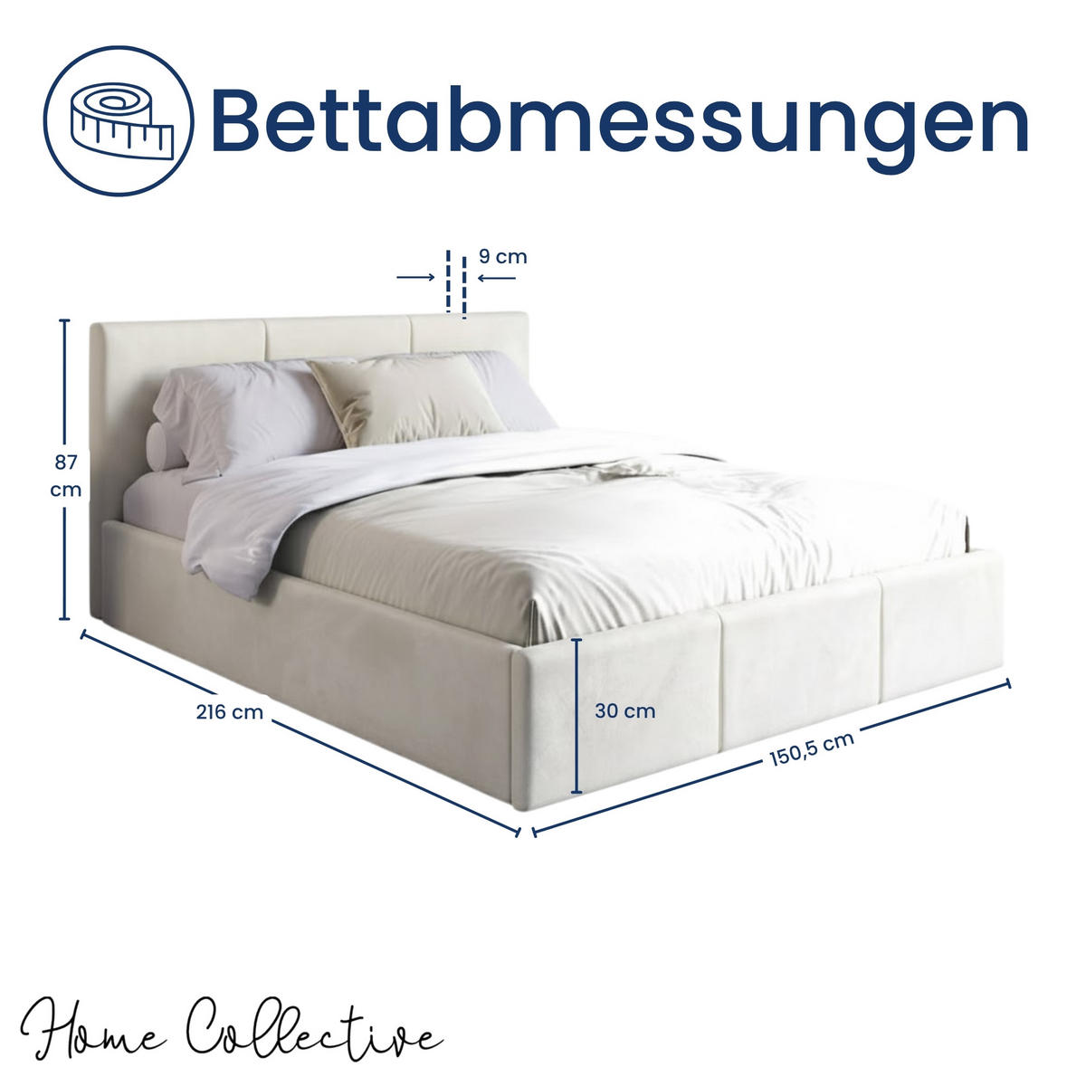 POLSTERBETT 140x200 cm in Beige - Beige, Textil (140/200cm) - Home Collective
