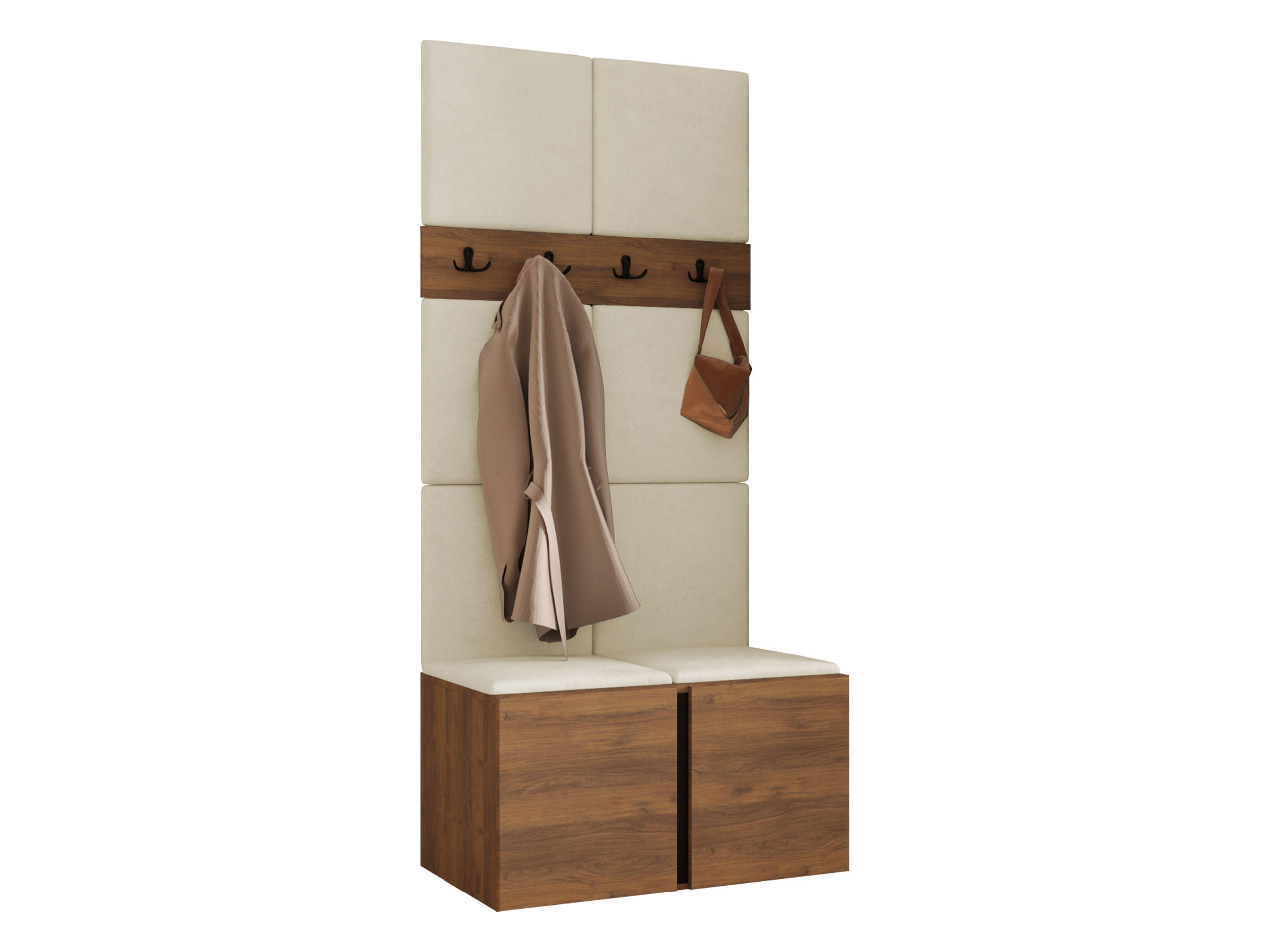 Mirjan24 Garderoben-Set Nussbaum, Beige 84x186x46 cm