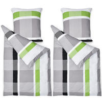 BETTWWÄSCHE Dana 135/200 cm + Kissenbezug 80/80 cm Gestreift Renforcé 2er Set - Multicolor, Textil (135/200cm)