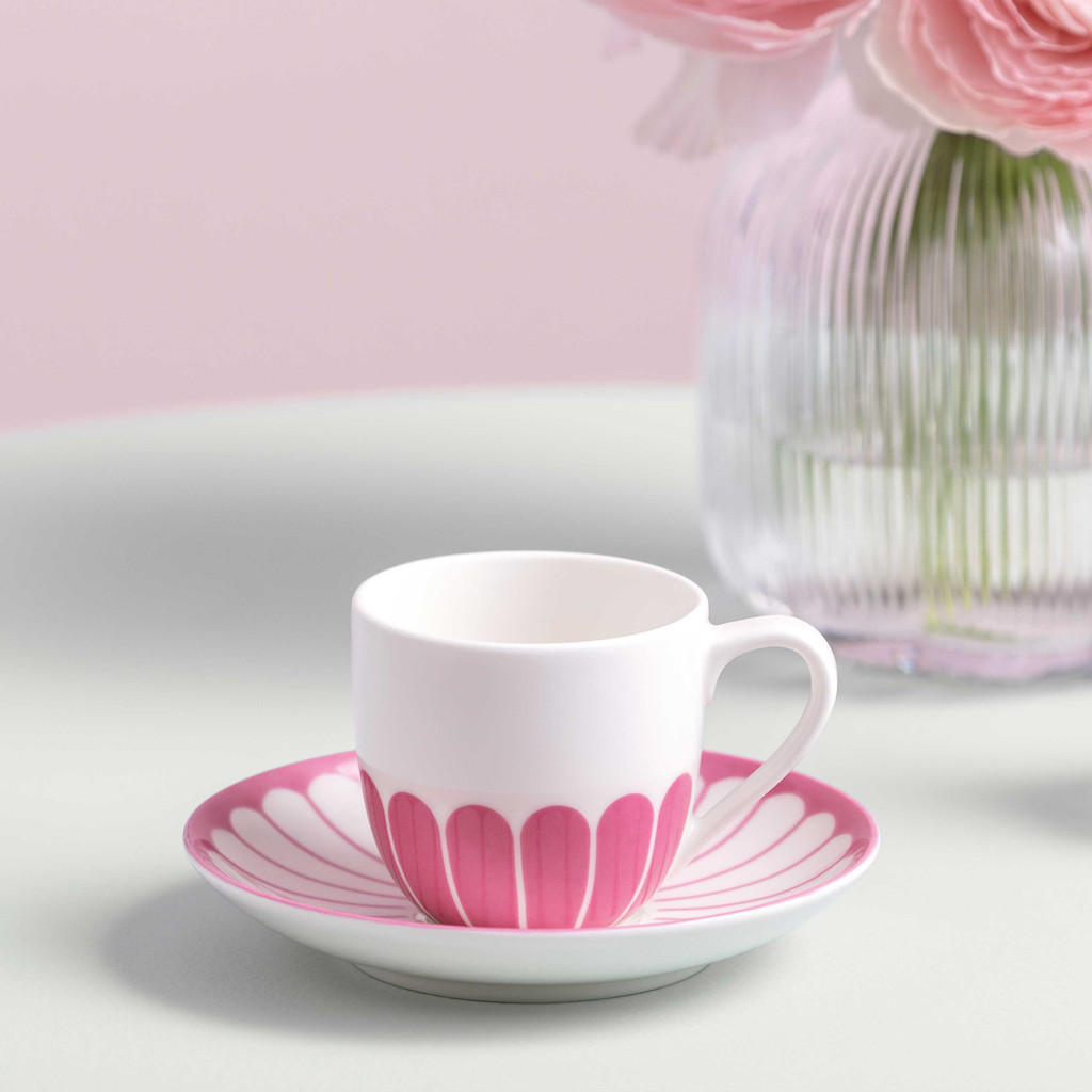 ESPRESSOTASSEN MIT UNTERTASSEN Fleur Couleur Cassis 70 ml 6er Set - Pink, Keramik (11.7/8/11.7cm) - Villeroy & Boch