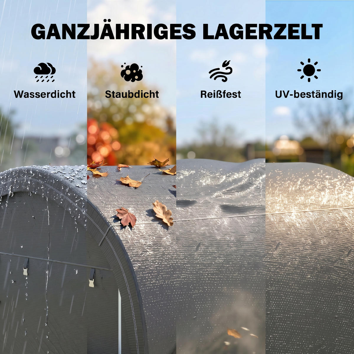FOLIENGERÄTEHAUS, für Garten, Balkon, Stahl, PE, Grau - Grau, Metall (300/235/300cm) - Outsunny