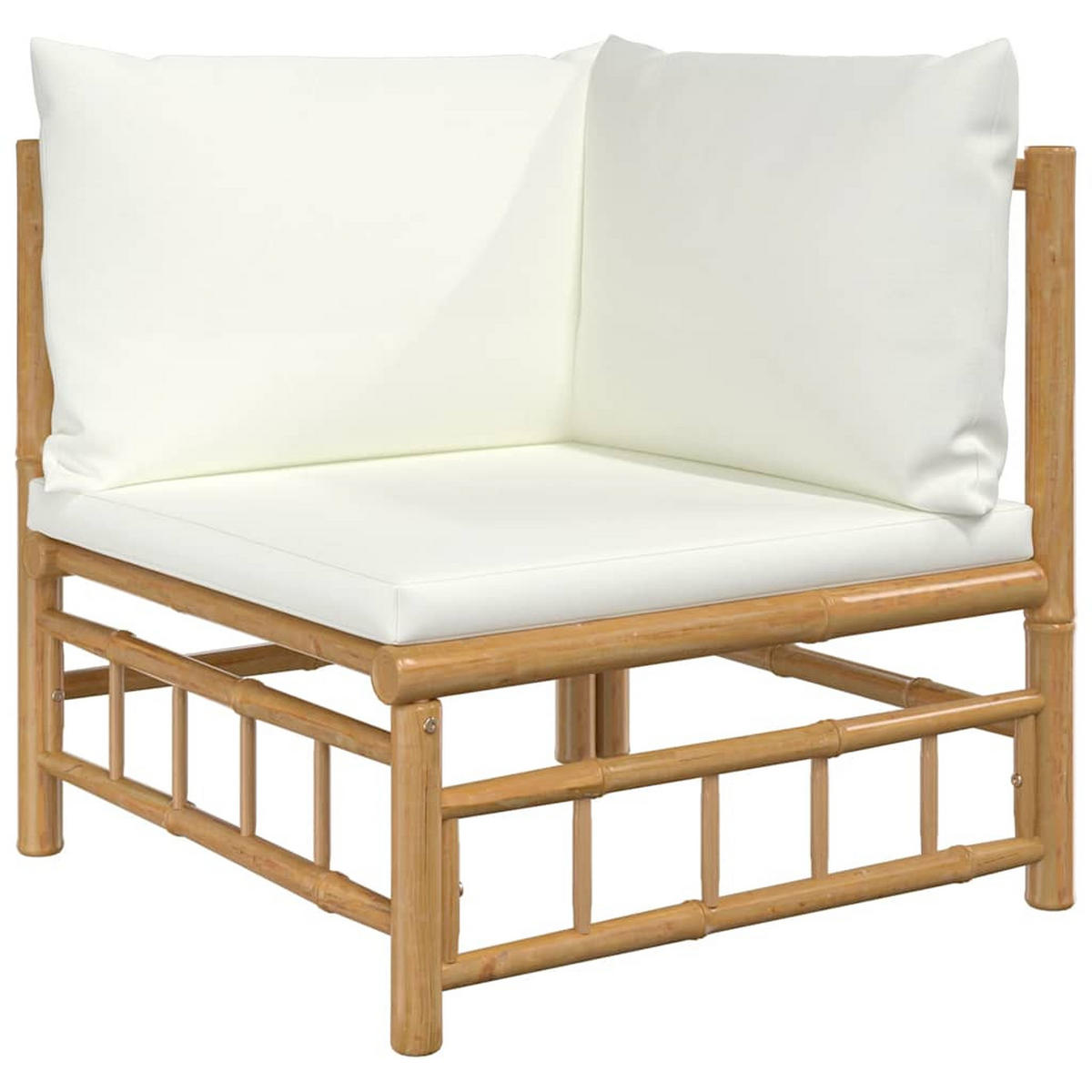 GARTEN-LOUNGE-SET 2-TLG. Mit Cremeweissen Kissen Bambus - Creme, Naturmaterialen (69/65/55cm) - vidaXL