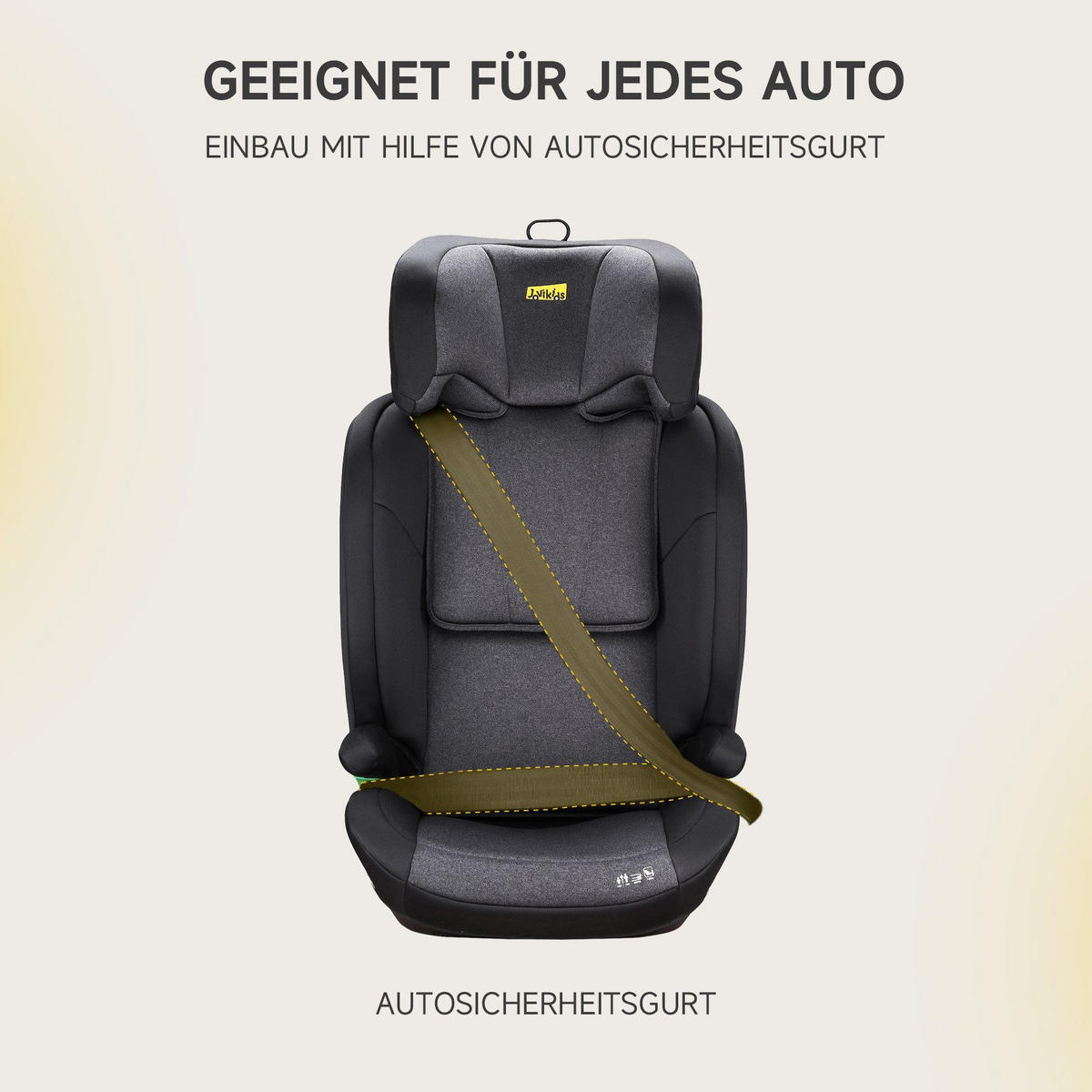 AUTOKINDERSITZ Kindersitzerhöhung i-Size R129& Verstellbare Kopfstütze - Schwarz, Textil (44/80/46cm) - BEXEVUE