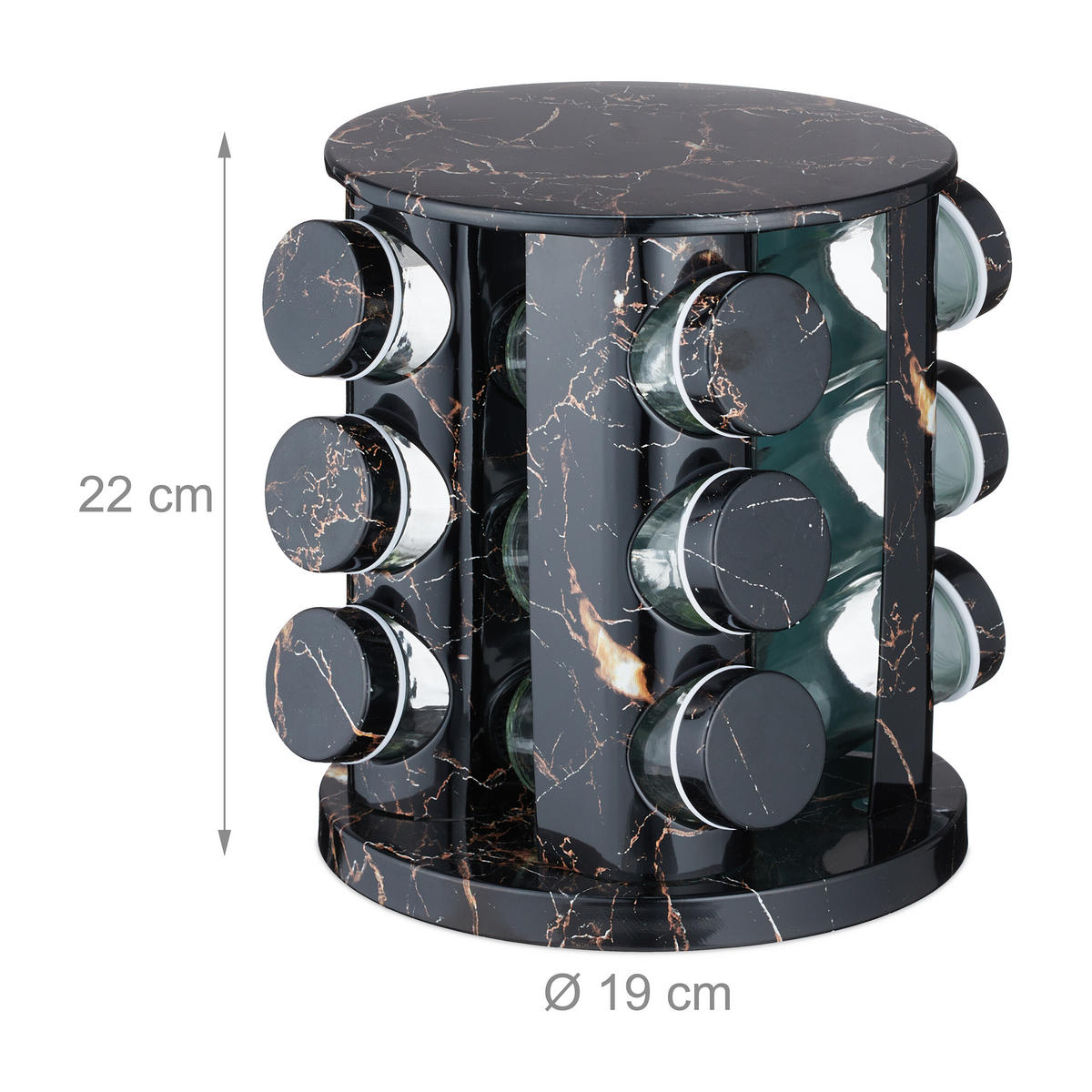 13TLG.GEWÜRZKARUSSELL - Multicolor, Glas/Kunststoff (19/22/19cm) - Relaxdays