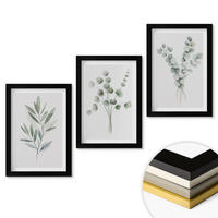 WANDBILDER 3er-Set - 20x30 cm Schwarzer Rahmen - Pflanzenmuster mit Grün - Schwarz, Kunststoff (20/30cm) - ArtPrintCave