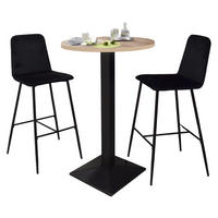 TRESENTISCH rund Eleanore 70 cm schwarz matt/eiche sägerau - Graubraun, Metall (70/70/106cm) - 58aufmkessel