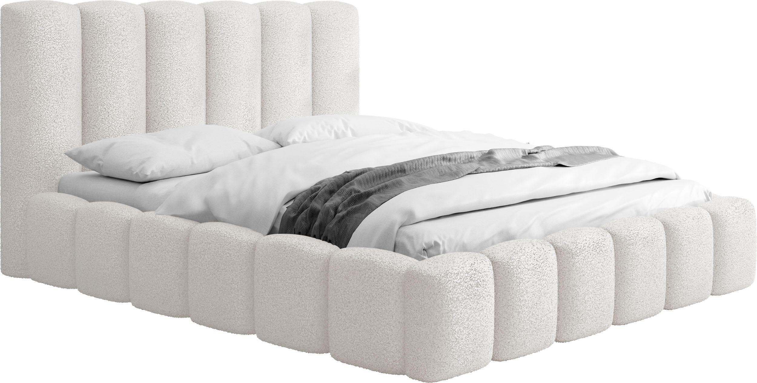 POLSTERBETT Serenity mit Bettkasten, Creme Boucle 120x200 cm - Birkefarben/Schwarz, Holzwerkstoff/Kunststoff (120/200cm) - WFL GROUP