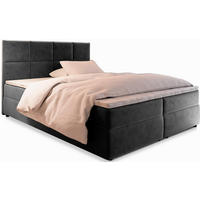 BOXBETT LENA 140x200 cm mit Matratze und Topper - Grau - Dunkelgrau, Holz (140/200cm) - MASSENO
