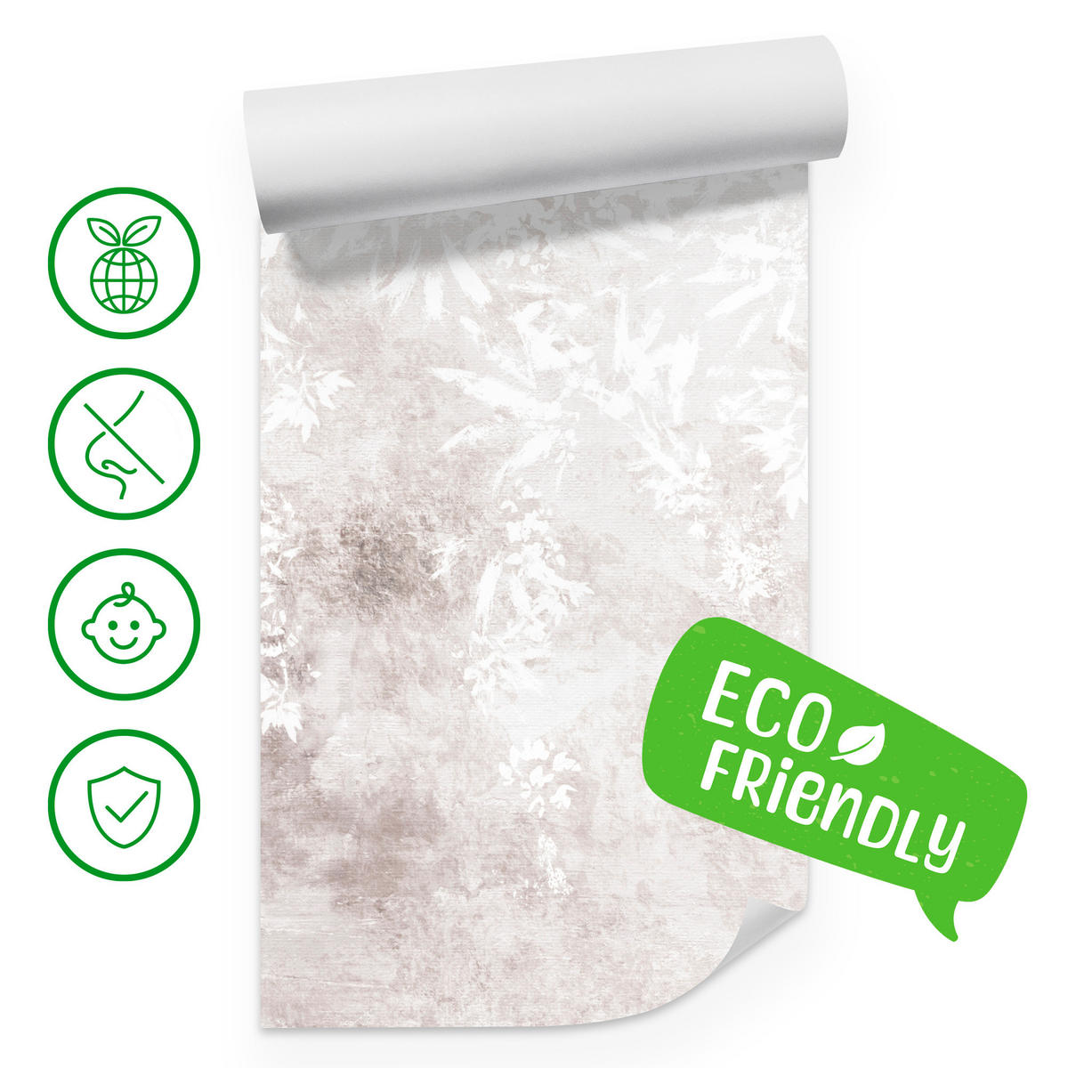 FOTOTAPETE Pflanzen Beton Abstraktion 200x140 - Beige/Braun, Papier (200/140cm) - Muralo