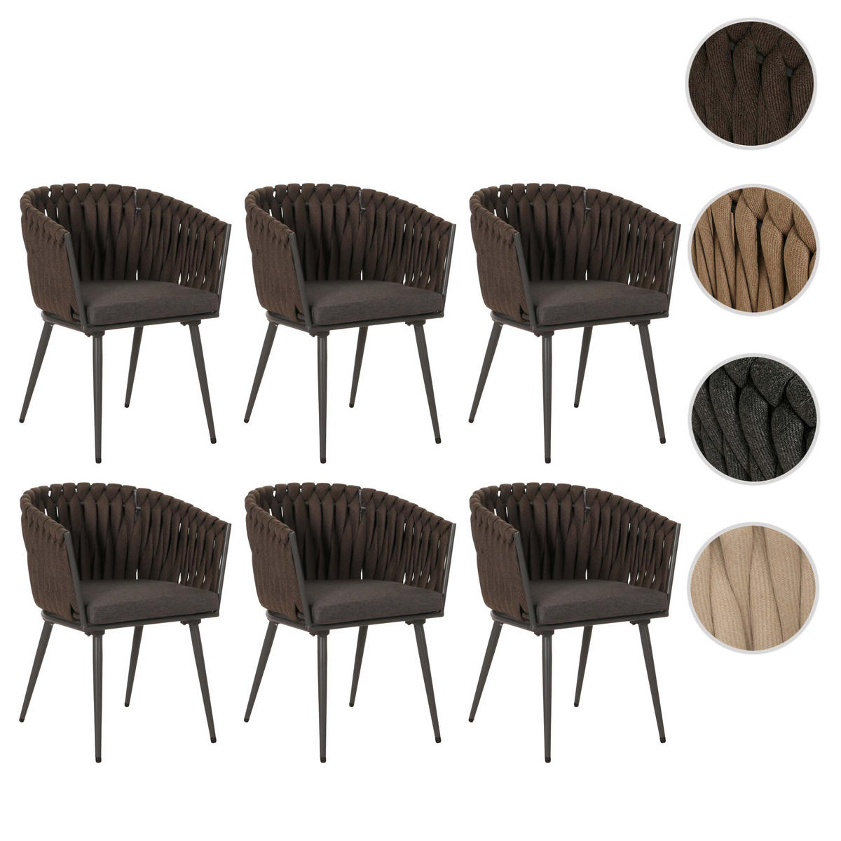 ESSZIMMERSTUHL Braun, Grau 6er-Set - Braun/Grau, Textil (61/82/57cm) - MCW
