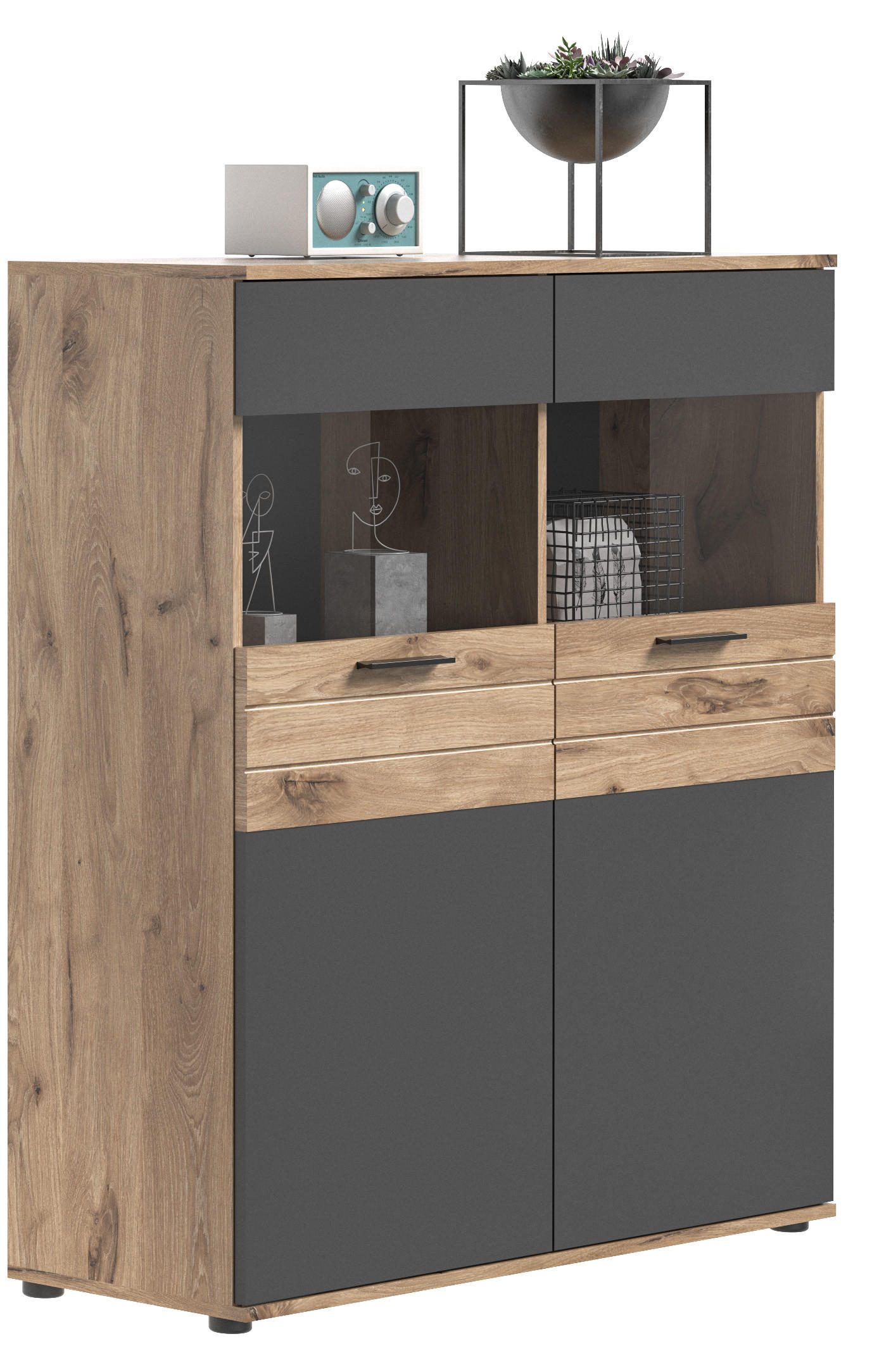 Homes & Jones Vitrine Eiche 110x122x37 cm