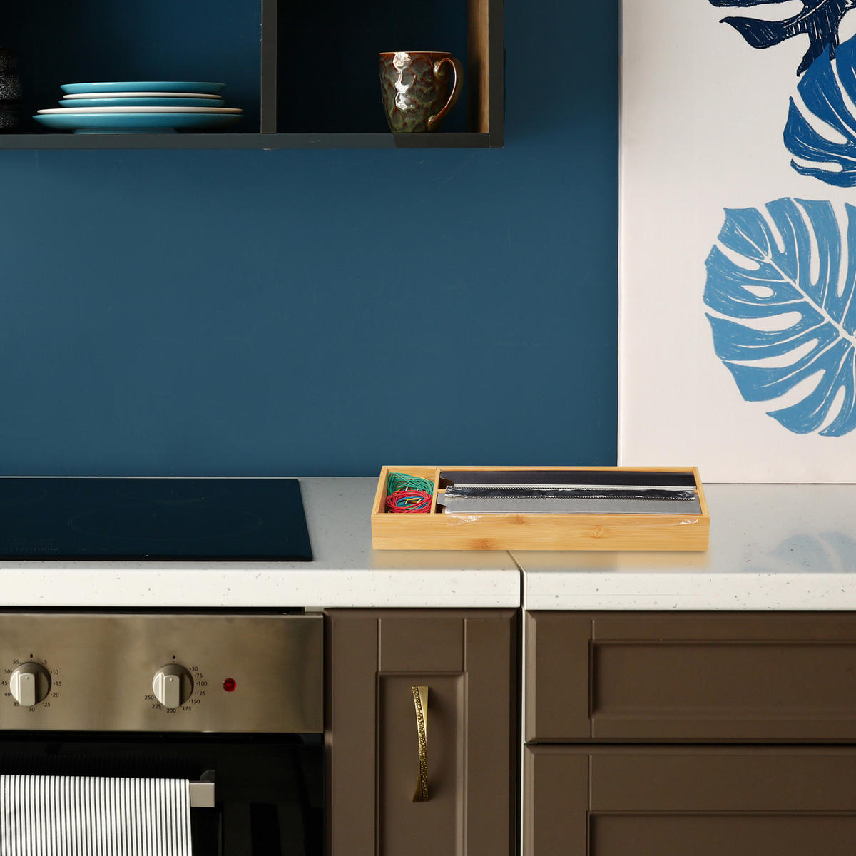 FOLIENSPENDER - Hellbraun, Holz/Metall (39.5/5.5/13cm) - Relaxdays