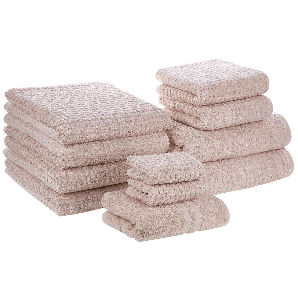 BADEHANDTUCH 11-teiligRosa Atai - Pink, Textil (100/150cm) - Beliani