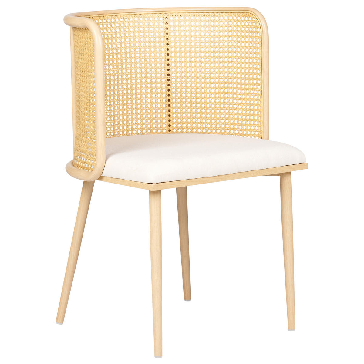 ESSZIMMERSTUHL 2er-Set Metall heller Holzfarbton/beige Kobuk - Hellbraun/Beige, Metall (52/75/46cm) - Beliani