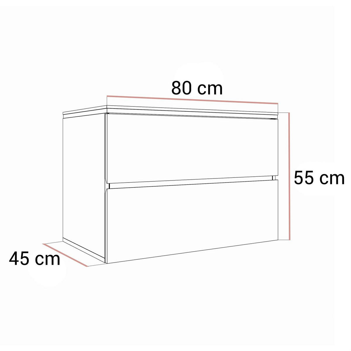 BADEZIMMERSCHRANK AURORA GOLD - Weiß, Holzwerkstoff (80/55/45cm) - Lookway