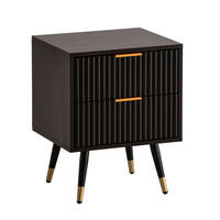 NACHTTISCH – Schwarz/Eiche-Dekor, 43,5x39x56 cm, mit Schubladen, modern - Goldfarben/Schwarz, Holzwerkstoff/Metall (44/56/39cm) - KADIMA DESIGN