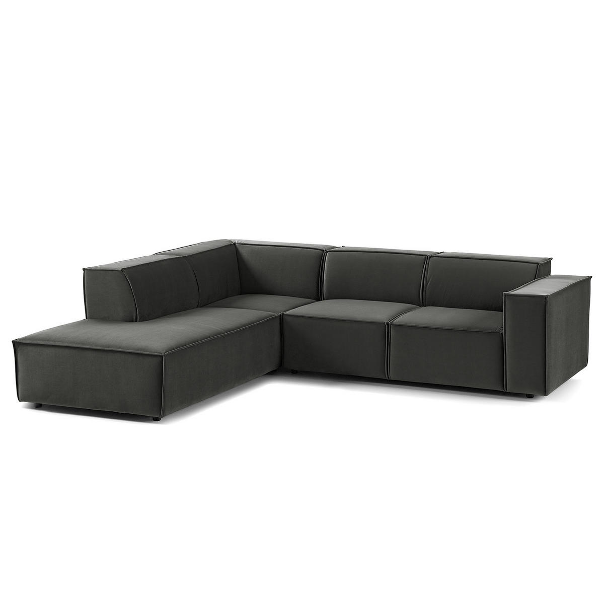 ECKSOFA mit Ottomane - Schwarz/Grau, Kunststoff/Textil (260/234cm) - home24