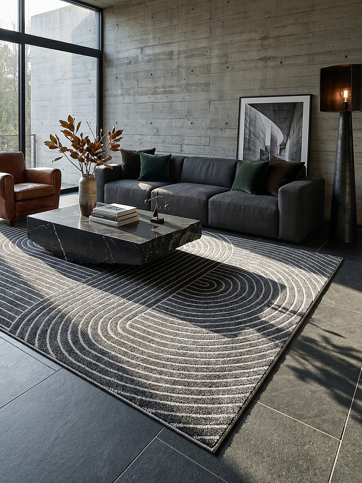 TEPPICH Outdoor Geometrisch MEZEN Polypropylen Anthrazit 200 x 280 cm - Anthrazit, Textil (200/280cm) - KADIMA DESIGN
