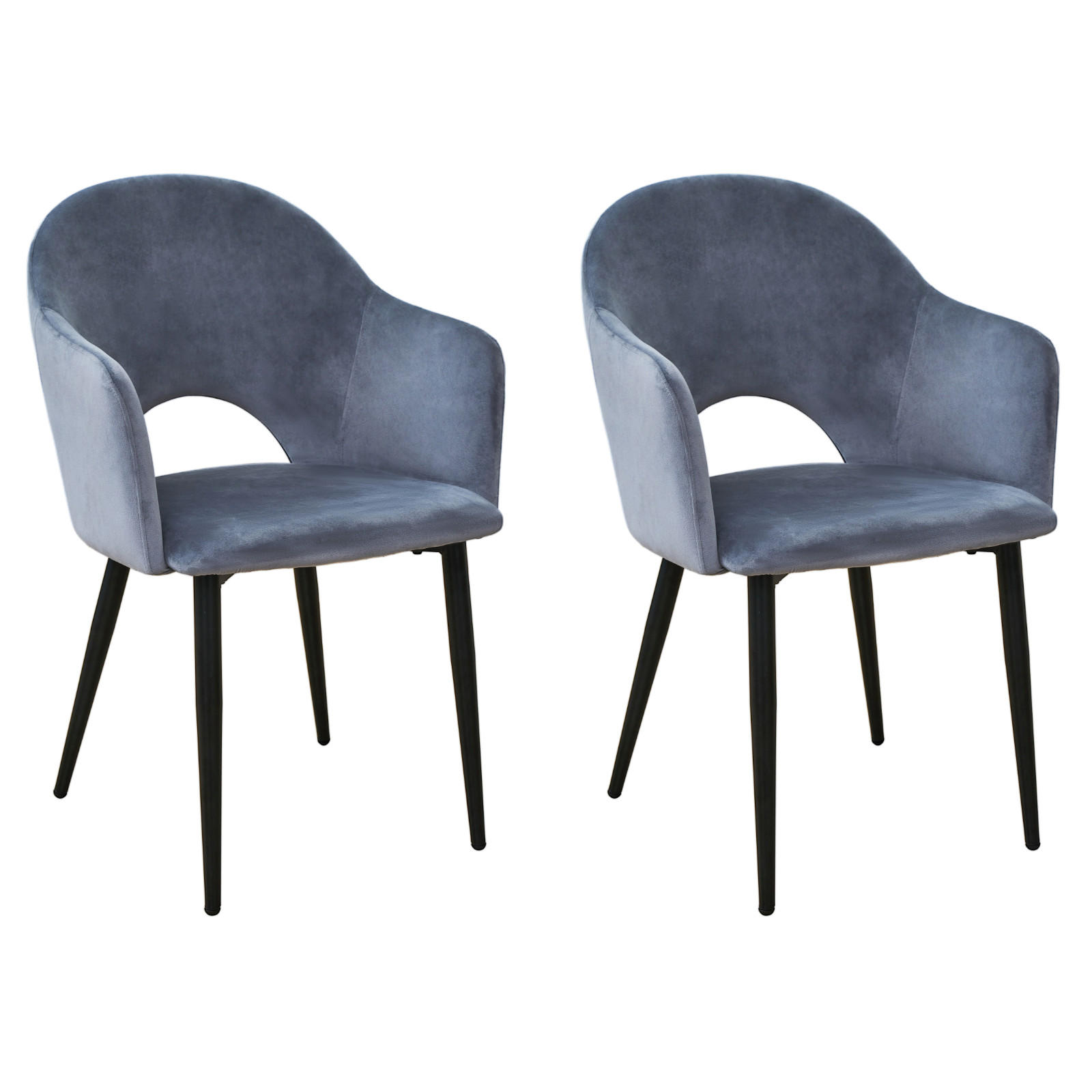 ESSZIMMERSTÜHLE HAILEY (2er Set) - Dunkelgrau/Schwarz, Textil/Metall (54/83/53cm) - SVITA