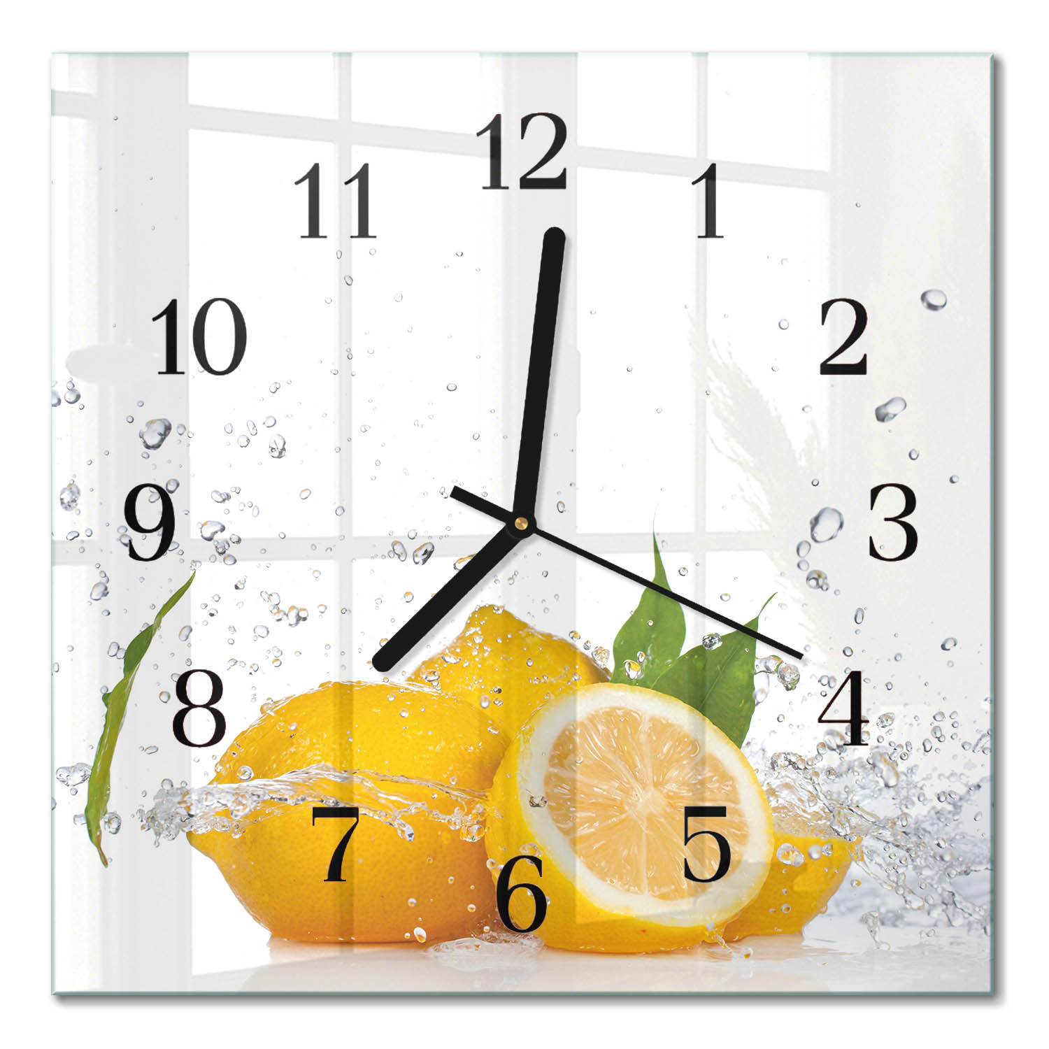 WANDUHR aus Glas 30x30 cm - Zitronen - Gelb, Glas (30/30/0.4cm) - TULUP