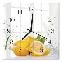 WANDUHR 30x30 cm - Zitronen - Gelb, Glas (30/30/0.4cm) - TULUP