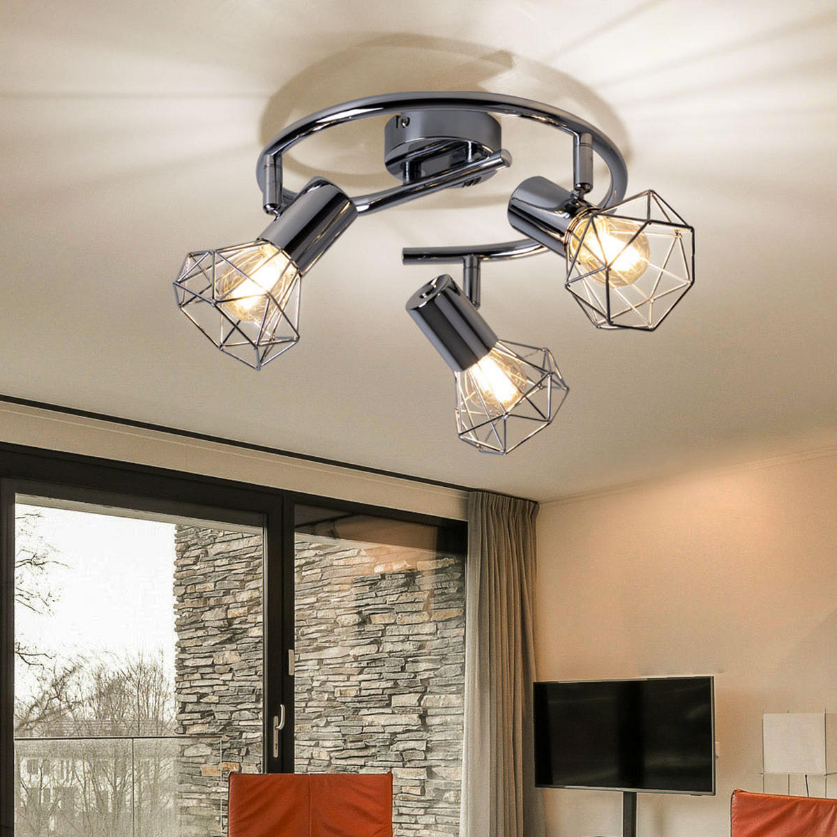 LED DECKENLEUCHTE XARA I Chrom Silber - Silberfarben, Metall (25/25/15cm) - Globo Lighting