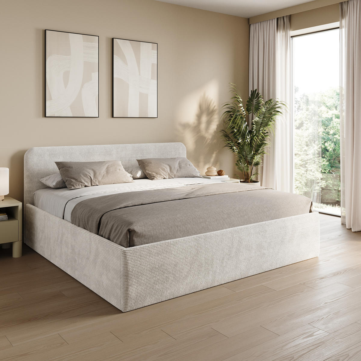POSLTERBETT 200x200 cm in Hellbeige - Beige, Holzwerkstoff/Textil (200/200cm) - Home Collective
