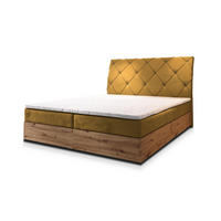 POSTEL BOXSPRING VELLANO 180x200 cm, s matrací a úložným prostorem, žlutá - žlutá, kompozitní dřevo/textil (180/200cm) - MASSENO