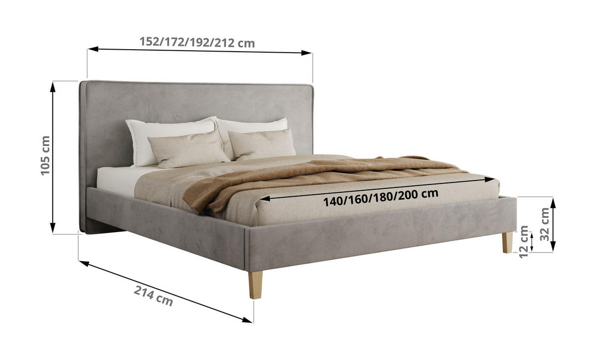 ČALÚNENÁ POSTEĽ LUMARO CLASSIC 200/200 - Svetlosivá Samet - Matrac Multipocket - svetlosivá/jadrový buk, drevo/textil (200/200cm) - MKS