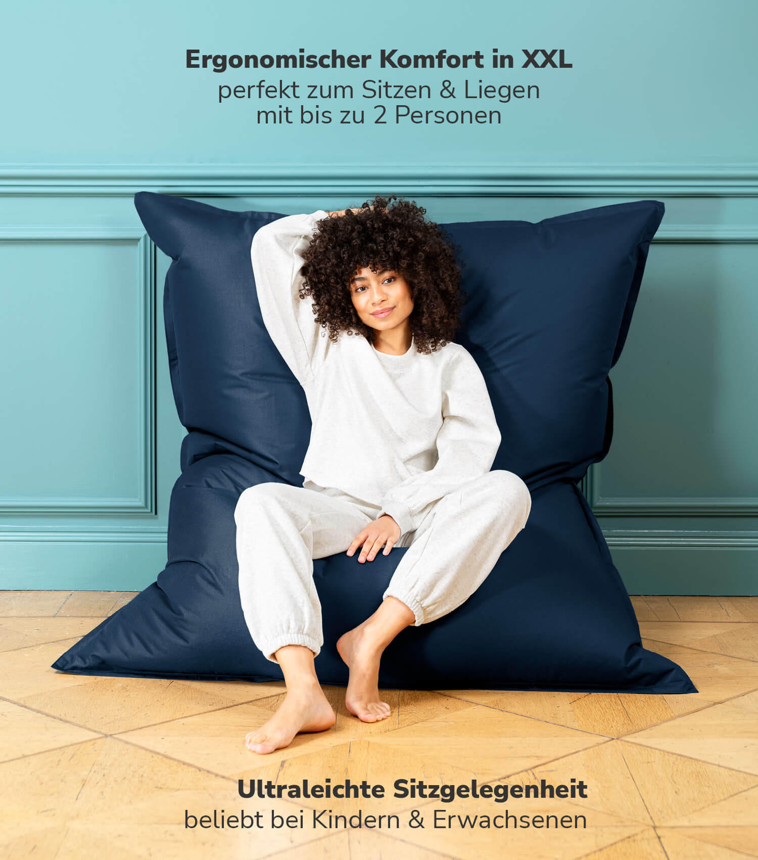 SITZSACK mit Schutzhülle Der Große - Dunkelblau, Textil (130/170/20cm) - Mokebo