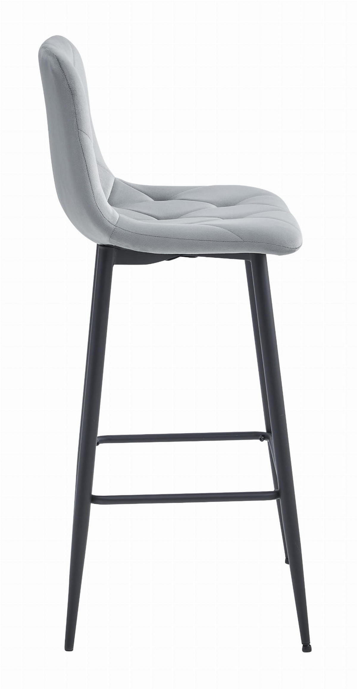 BARHOCKER KODA silbergrauer Sitz, schwarze Basis - Silberfarben/Schwarz, Textil (43.5/104/32.5cm) - Valora