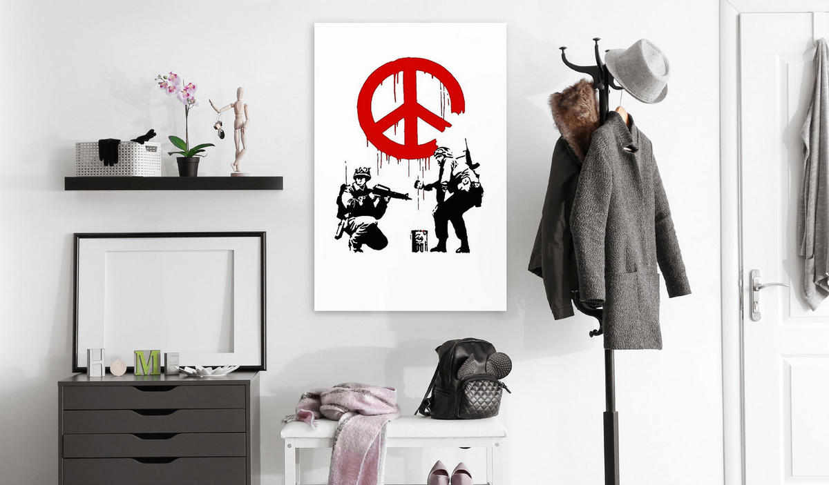 KUNSTDRUCK Schwarz-Weiß 80/120 cm - Rot/Schwarz, Textil (80/120cm) - KUNSTLOFT