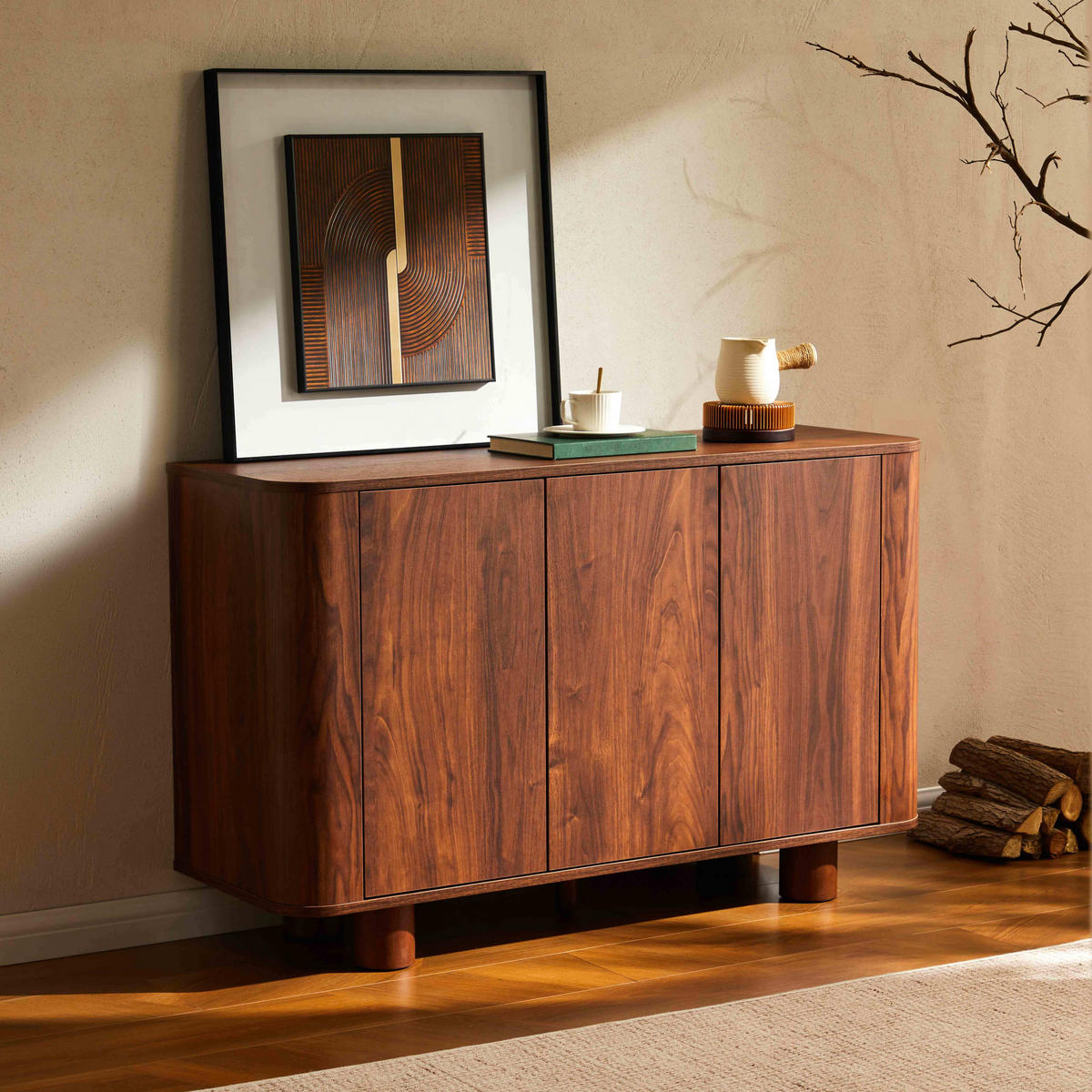 SIDEBOARD 120 cm, dunkles holz - Braun, Holz (40/75/120cm) - Oviala