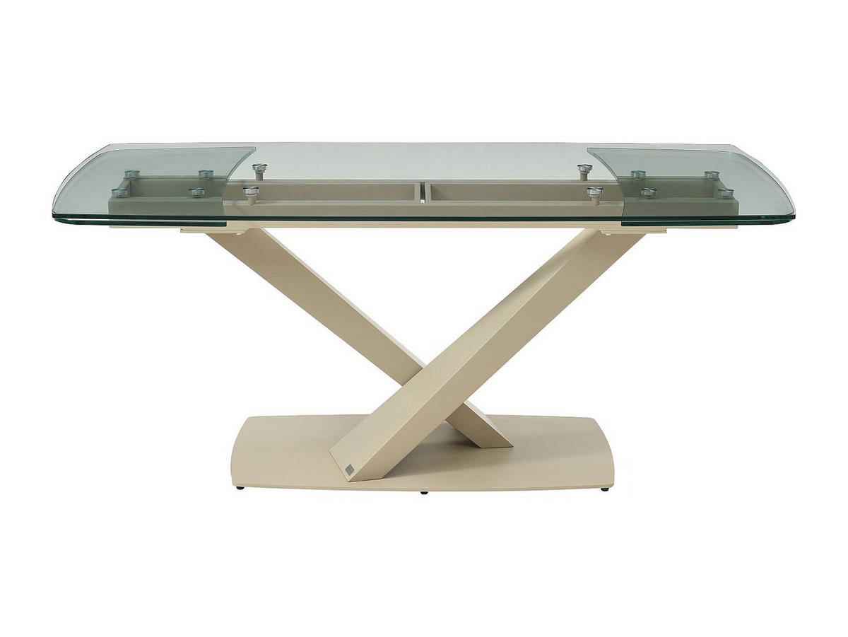ESSTISCH ausziehbar - 6 bis 10 Personen - Sicherheitsglas & Metall - Transparent & Beige - MALATA - Transparent, Glas (260/90/76cm) - Vente-Unique