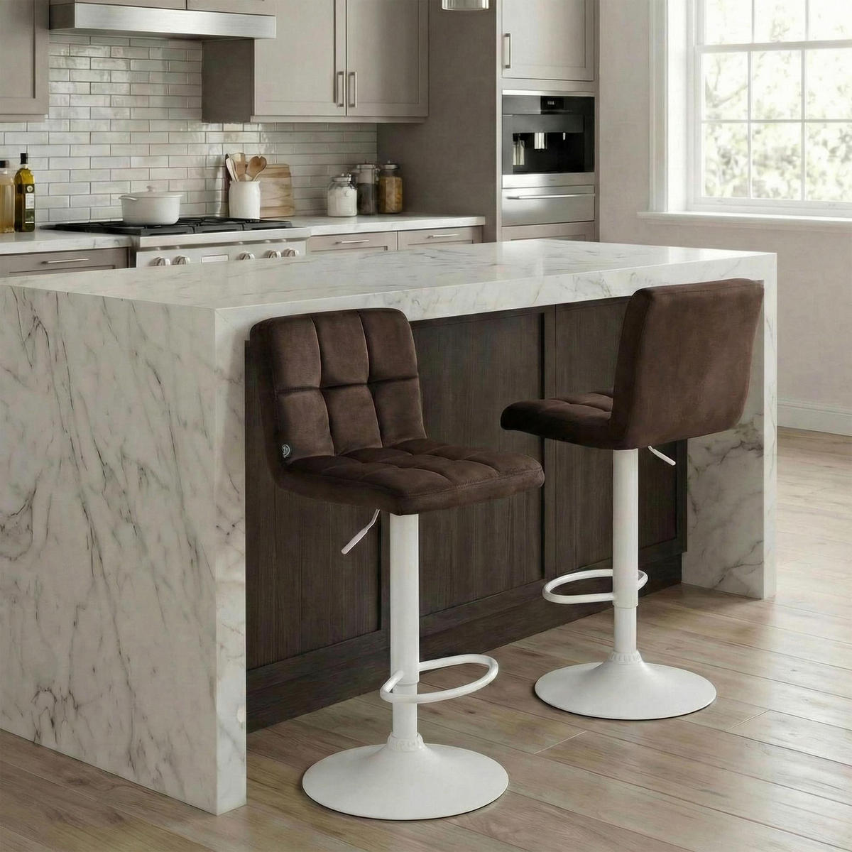 BARHOCKER Samt Braun - Weiß/Braun, Textil/Metall (46/94/47cm) - CLP