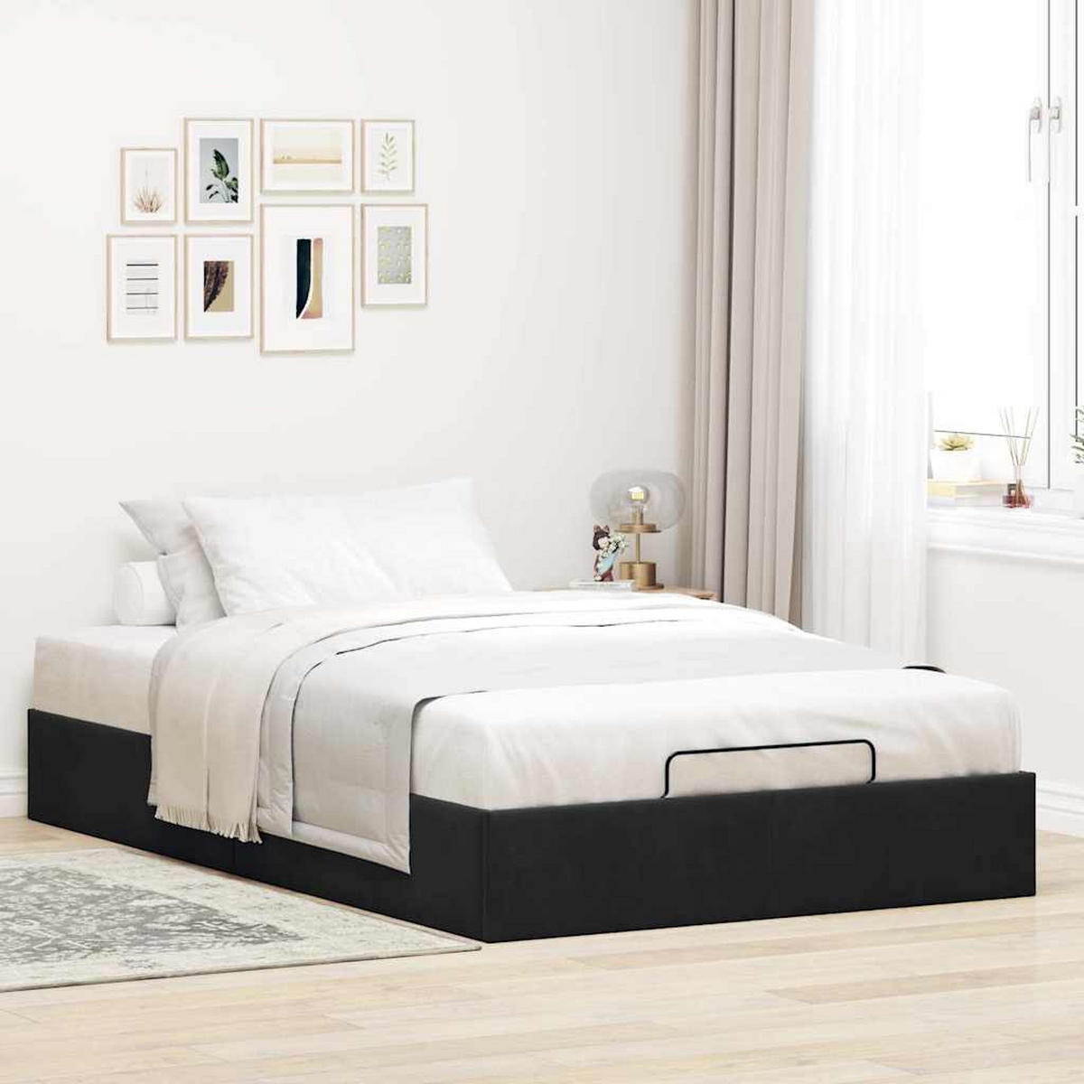 OTTOMAN-BETT Ohne Matratze Schwarz 120/200 Cm Samt - Schwarz, Textil (120/200cm) - vidaXL