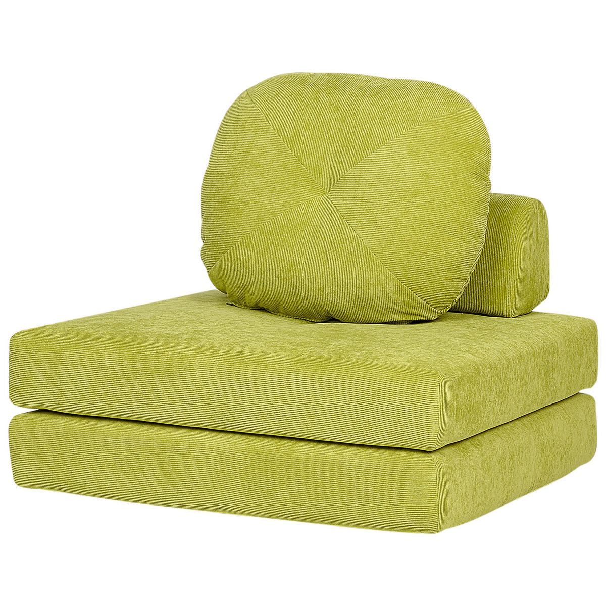 1-SITZER BODENSOFA Cord hellgrün mit Schlaffunktion Olden - Grün, Textil (81/54/91cm) - Beliani