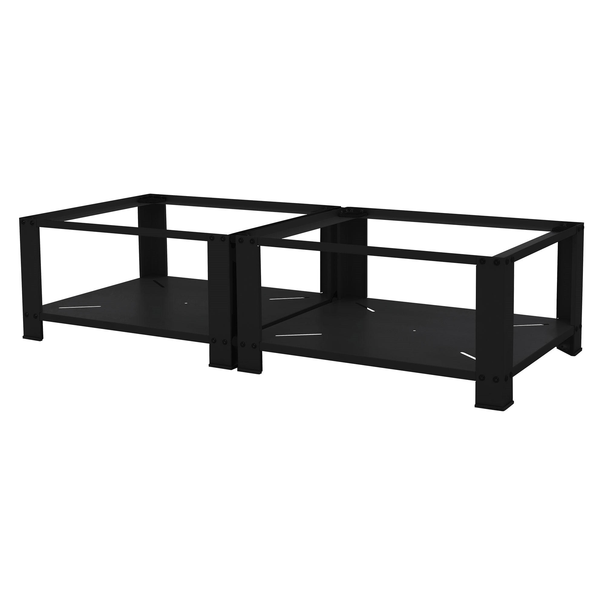 DVOJITÝ PODSTAVEC PRO PRAČKY 2 police černý 128x54 cm z oceli - černá, kov (128/32/54cm) - ML-DESIGN