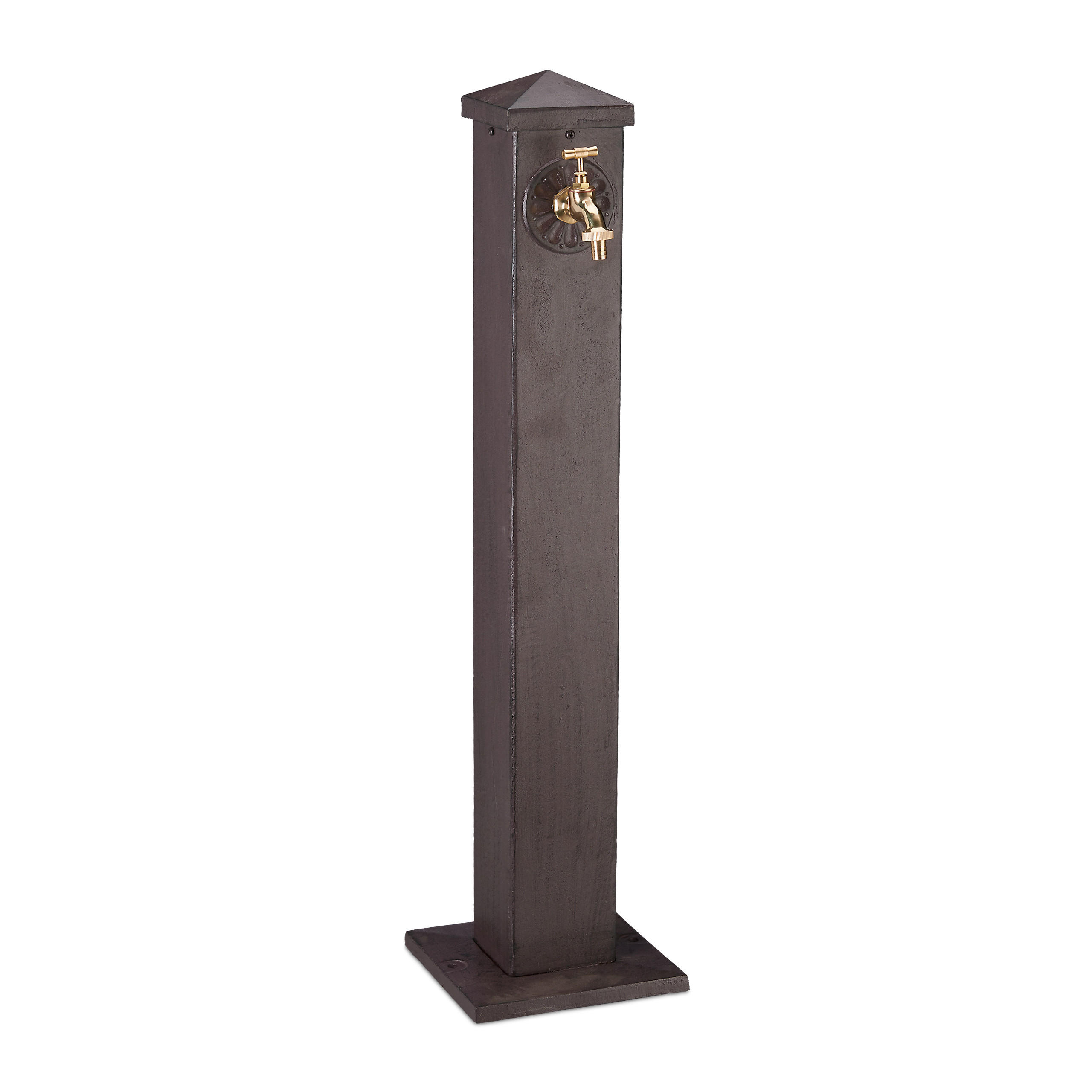 WASSERZAPFSÄULE - Braun, Metall (22.5/22.5/91cm) - Relaxdays